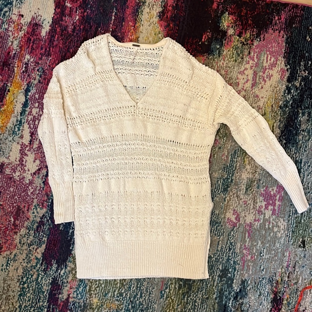 Free People ivory open knit sweater tunic - XS